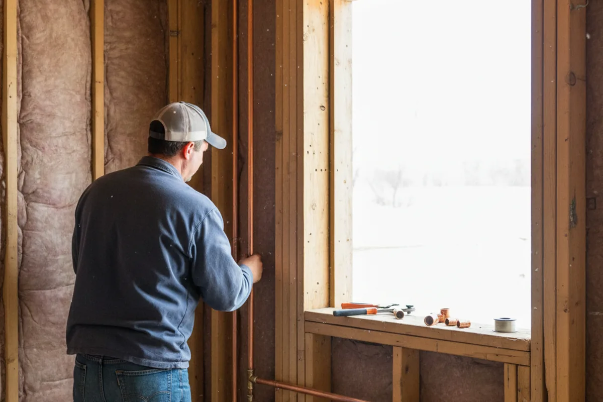 Licensed plumber running new copper supply lines in a Grapevine home