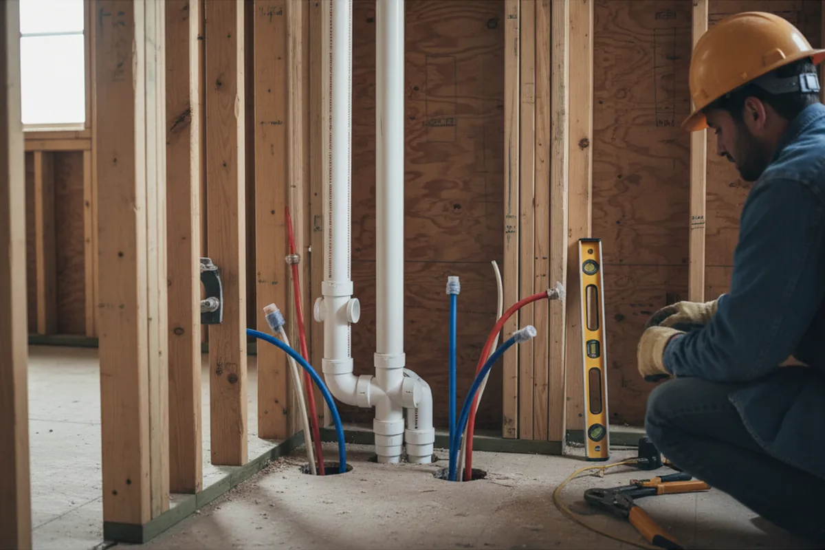 Drain and supply rough-in during Sump Pump Repair in Grapevine