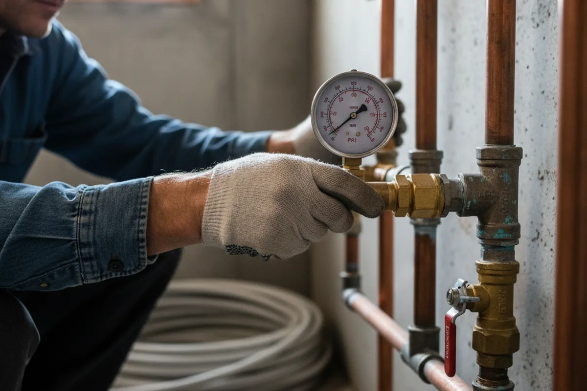 Pressure testing a repaired line during Water Line Repair in Grapevine